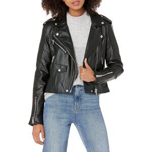 Blank NYC Leather Cropped Moto Jacket Morning Gram XS